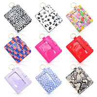 Porte-clés en cuir PU tendance avec porte-carte d'identité étudiant et bouton, idéal pour femme, cadeau promotionnel d'entreprise