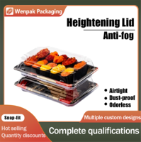 Boîte à sushi jetable en PET de qualité alimentaire Wenpak, rectangulaire, anti-buée, avec couvercle haut, pour la cuisine japonaise, conteneur alimentaire à emporter, vente en gros