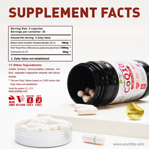 كبسولات يوث المركبة لصحة القلب تحتوي على فيتامين ب3 ومستخلص الأرز الأحمر المخمر ومعتمدة بشهادة تحليل (60 ملغ، 60 كبسولة/زجاجة) - لتحسين الصحة - Product Image 2