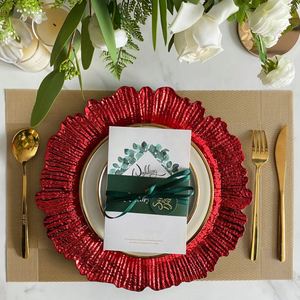 Platos de Presentación Decorativos de Plástico de Lujo de 13 Pulgadas, Irrompibles, en Dorado, Plateado y Rojo Vino, para Decoración de Banquetes y Bodas - Product Image 2
