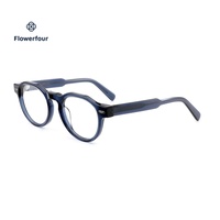 Montures de lunettes en acétate Flowerfour, logo personnalisé, protection contre les radiations, toutes formes de visage, design vintage, unisexe, adultes, monture intégrale
