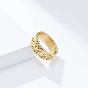 แหวนรูปดวงตาสไตล์เรโทรสำหรับผู้ชาย ทำจากโลหะผสมสังกะสี ดีไซน์รูปทรงเรขาคณิต แต่งลายแบบมินิมอล ของขวัญเครื่องประดับ - Product Image 3