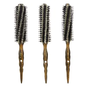 Professional hair salon wooden handle curly round comb wild boar mane swollen curl comb home woman straight hair comb