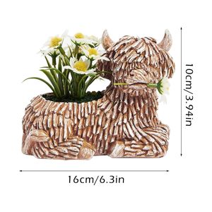 Creative Resin <b>Cow</b> Flower Pot With Daisy Plant Home Decor Balcony Planter W460 - Product Image 3