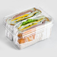 Boîte d'emballage pour biscuits en plastique à deux compartiments, très vendue, transparente, en PET, type clamshell, pour pâtisseries, desserts, sandwichs