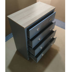 خزانة تخزين جانبية مع 4 أدراج، طاولة جانبية مميزة مع مقابض على شكل صدف - رمادي - Product Image 3