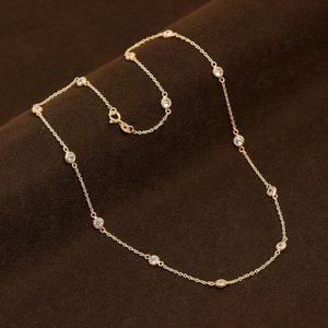 LeCalla 925 Sterling <b>Silver</b> CZ Station Necklace Women Round Cubic Zirconia Bezel Setting Chain Necklace Gift Jewelry - Product Image 4