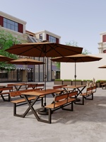 Table à manger moderne intégrée, ensemble de chaises, table carrée extérieure de loisir parapluie à usage commercial pour les cafés, les restaurants et les hôtels