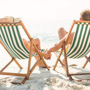 Ensemble <span class=keywords><strong>de</strong></span> chaises <span class=keywords><strong>de</strong></span> salon en tissu PVC, personnalisé, bon marché, ombrage <span class=keywords><strong>de</strong></span> soleil, pliant, en bois, pour la plage, en vente - Product Image 2