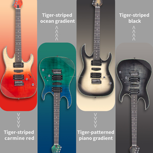 Guitare électrique GALYDA ST 39 pouces, corps en placage d'érable rayé, dos et côtés en acajou, touche en palissandre, micros H-S-H, finition polie - Product Image 1