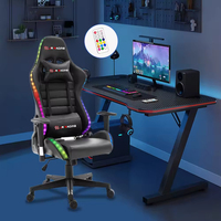 Chaise de jeu ergonomique pivotante en cuir PU personnalisée avec accoudoirs, design moderne, base à cinq étoiles