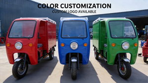 Tricycle de livraison en acier Lubumbashi en promotion, 3 roues, capacité de charge de 400 kg, avec boîte fermée et porte-bagages, idéal pour les commerces dans les villages isolés - Product Image 2