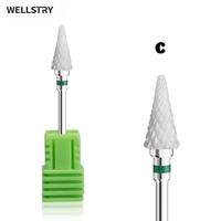 WELLSTRY – foret à ongles en céramique blanche, étiquette personnalisée, forme conique, pour e-file