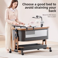 Lit cododo moderne pour bébé, berceau portable réglable en hauteur avec roulettes et panier de rangement pour nouveau-né