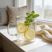 Mugs en verre borosilicate à double paroi de 400 ml (13,5 oz) résistants à la chaleur et au froid, directement de l'usine, tasses à thé en verre à double paroi, mugs à café en verre
