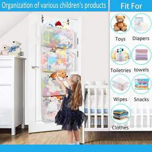 Organizador de almacenamiento colgante para puerta de malla con bolsillos transparentes, soporte extra grande para juguetes de peluche - Product Image 5