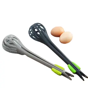 Batedor de ovos 2 em 1, utensílio de cozinha anti-couro, ferramenta manual de cozimento