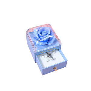 Rose Flower Jewelry Gift <b>Box</b>, Drawer Type Ring <b>Necklace</b> Earring <b>Box</b> with "Best Wishes" for Valentine's Day - Product Image 1