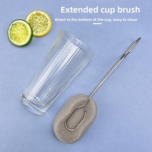 Zenidoo Accessoires de cuisine durables Brosse éponge de nettoyage pour tasses en verre avec manche en acier inoxydable et tête remplaçable pour tasses isothermes - Product Image 2