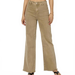 Pantalones vaqueros anchos con lavado ácido para mujer a la moda, pantalones vaqueros anchos con lavado ácido para mujer de Color personalizado - Product Image 1