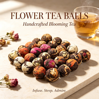 Thé aux fleurs naturel 100% artisanal, 6g de boules de thé fleuri artisanal avec logo personnalisé et boîte d'emballage personnalisable
