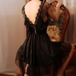 Lace <b>Suspender</b> Nightgown Soft Cool Breathable Princess Style for Household Rest Elegant Sexy Home Loungewear - Product Image 3