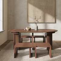 Table à manger extensible moderne de style nordique, avec structure en contreplaqué massif, couleur noire, transformable, disponible en différentes tailles, pour salle à manger