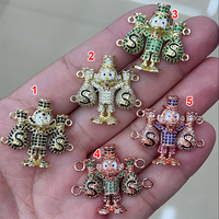 P434 Meilleure vente Connecteur Canard Scrooge plaqué or 18K, micro-pavé de zircon, breloque sac à monnaie, accessoires pour la fabrication de bijoux et bracelets DIY