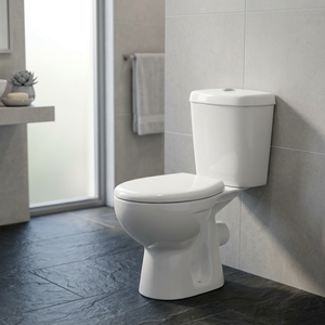 Economy Two Piece WC Ceramic Water Closet Dual Flush UF Soft Close Seat <b>Back</b> To Wall Toilet - Product Image 1