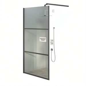 Paroi de douche Walk-in en verre ESG foncé noir 39,4x76,8 pouces rectangulaire avec cadre, design minimaliste - Product Image 1