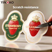 Autocollants personnalisés découpés à la forme, en vinyle, imperméables, écologiques, durables, adhésifs, finition brillante/mate pour étiquettes de fruits et emballages