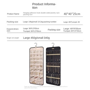 Rouleau de rangement pour bijoux suspendu avec crochets en métal et support double face pour boucles d'oreilles, colliers, bagues - Product Image 2