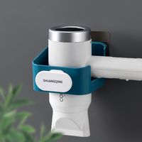 Support mural double niveau en plastique pour sèche-cheveux et outils de nettoyage – Rangement multifonctionnel pour salle de bain