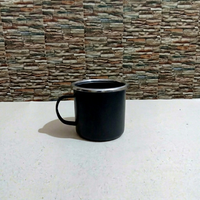 Taza de Té de Hierro Fundido con Borde Esmaltado en Negro y Azul, Aislamiento Térmico de 6 Horas, Diseño Clásico con Asa, Ecológica, Apta para Lavavajillas