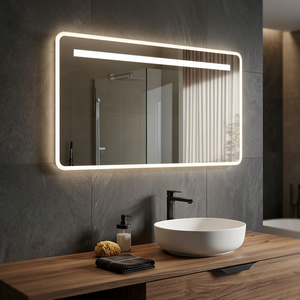 Miroir de salle de bain à interrupteur tactile en alliage d'aluminium, style européen tendance 2025, éclairage LED rectangulaire mural moderne - Product Image 2