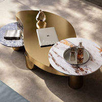 Ensemble de table à thé moderne de luxe en acier doré Nouveau design pour la salle à manger et la décoration intérieure Sofa Center Furniture Villa Utilisation
