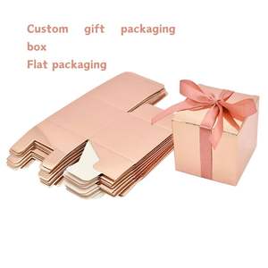 Fournitures de boîte à bonbons en papier personnalisé rose or argent carré bébé douche fête d'anniversaire chocolat emballage <span class=keywords><strong>cadeau</strong></span> boîtes pliantes personnalisées - Product Image 1