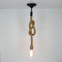 Nouveau Design Led Ampoule Vintage Chanvre Corde Pendentif Lumières Loft Lampes Suspendues Suspension Industrielle Luminaire Moderne Luminaire