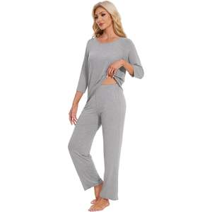 ชุดนอนผู้หญิงขายส่ง แขน 3/4 คอกลม เนื้อผ้านุ่มสบาย มีกระเป๋า ไซส์ S-XXL - Product Image 3