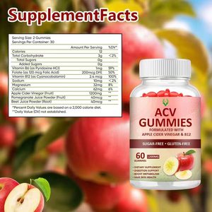 Venta caliente 1200mg ACV Gummies Soporta el control de peso Vinagre de sidra de manzana Gummy con vitamina B12 Sin azúcar - Product Image 2