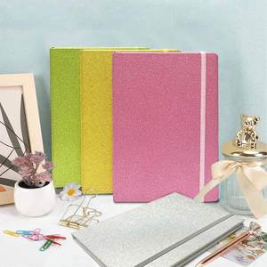Carnet de notes A5 à couverture rigide en cuir pailleté, 100 feuilles, personnalisable, journaux artistiques, reliure cousue, bande élastique - Product Image 1