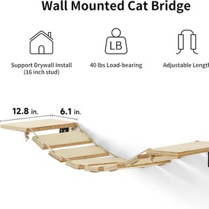 Hamac mural en bois pour chats de taille moyenne avec design d'escalier - Product Image 4