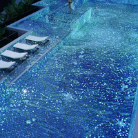 Großhandel 48x48 blau leuchtende fluor zierende Schwimmbad fliesen, Mosaik Keramik glasierte leuchtende Schwimmbad fliesen