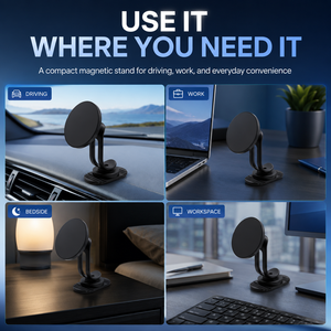 Support de téléphone magnétique minimaliste à double bras en alliage d'aluminium, rotation à 360°, fixation ventouse pour tableau de bord, compatible MagSafe - Product Image 3