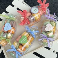 Boîte à bonbons transparente avec couvercle, mini boîte d'emballage pour macarons, boîte d'emballage pour biscuits sandwichs français, boîte en plastique