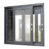 Schmalprofiliges Aluminium-Glasfenster Gebürstetes Satin-Schiebefenster Modernes Dunkelgrau Beschichtetes Fenster