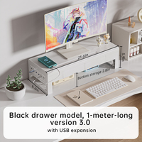 Support d'écran d'ordinateur GECKO STROLL blanc de 32 pouces avec tiroirs, extension USB, prend en charge jusqu'à 70 kg, nouvel assistant de nettoyage de bureau