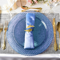 Assiettes de présentation en verre violet écologiques pour mariage – Lot de chargeurs de table en verre pour décoration de mariage