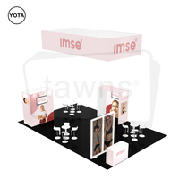 Équipement de stand publicitaire Yota en tissu tendu sur tube en aluminium léger 6x9 20x30ft, portable, réutilisable, avec bande LED, pour salons professionnels