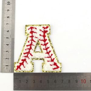 Cheap Custom Embroidered 7CM Glitter Edge <b>Baseball</b> Grain Chenille Letter Patches Applique - Product Image 5